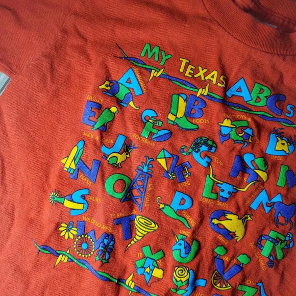 Fruit of the Loom Heavy Cotton Red ABCs of Texas Crewneck T-Shirt Boys Size 6/8 - Picture 7 of 11